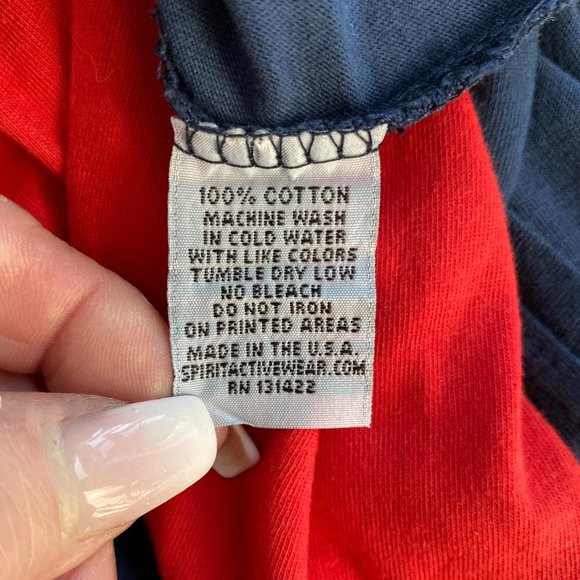 Tie Dye Red White Blue 4th of July Long Sleeve Scoop Neck T-Shirt Sz M #04 - Picture 3 of 3